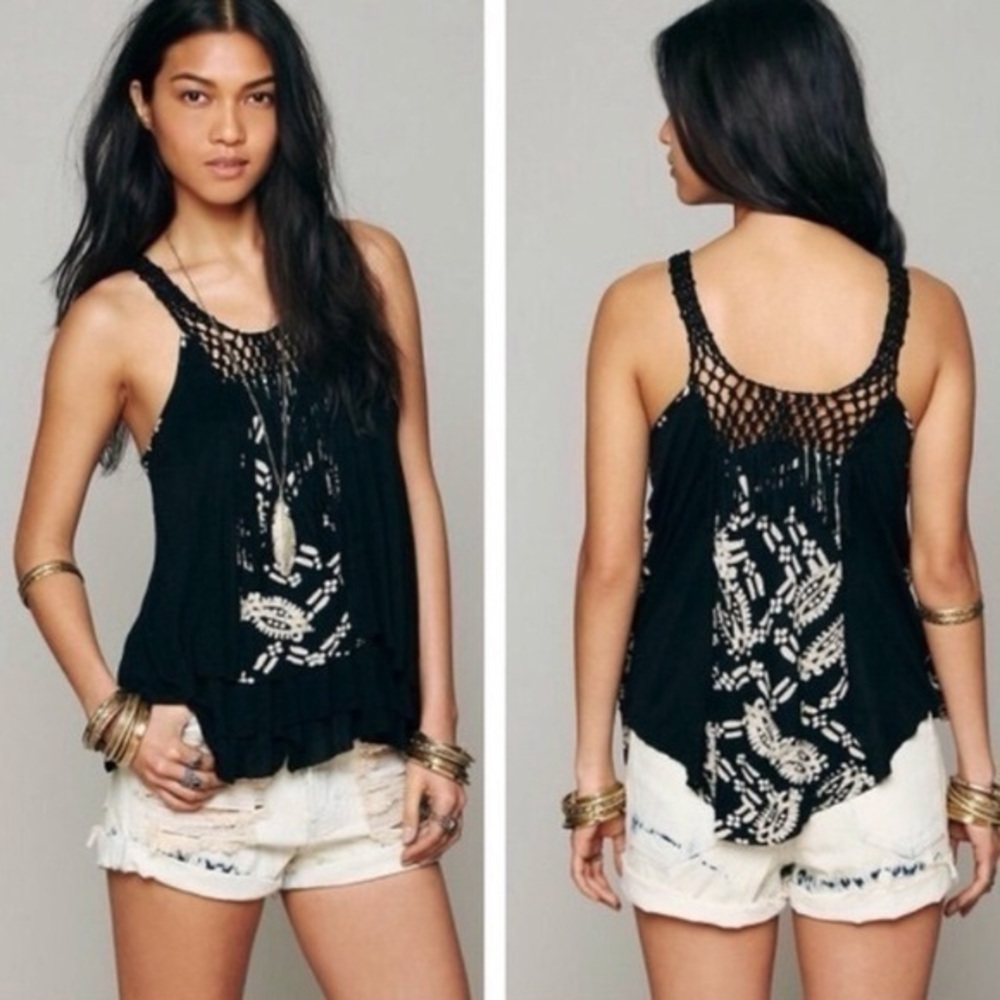 Free People Tiger Lilly Macrame Fringe Tank Top​​